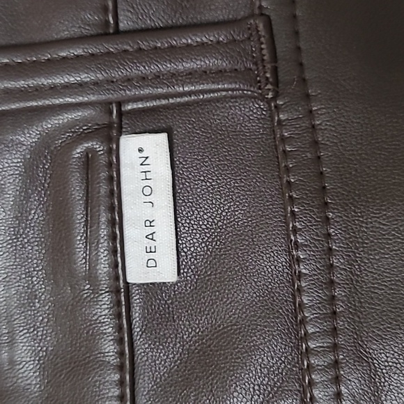 Dear John Dark Brown Faux Leather JEANNE Flare Pants size 31 - Picture 3 of 11